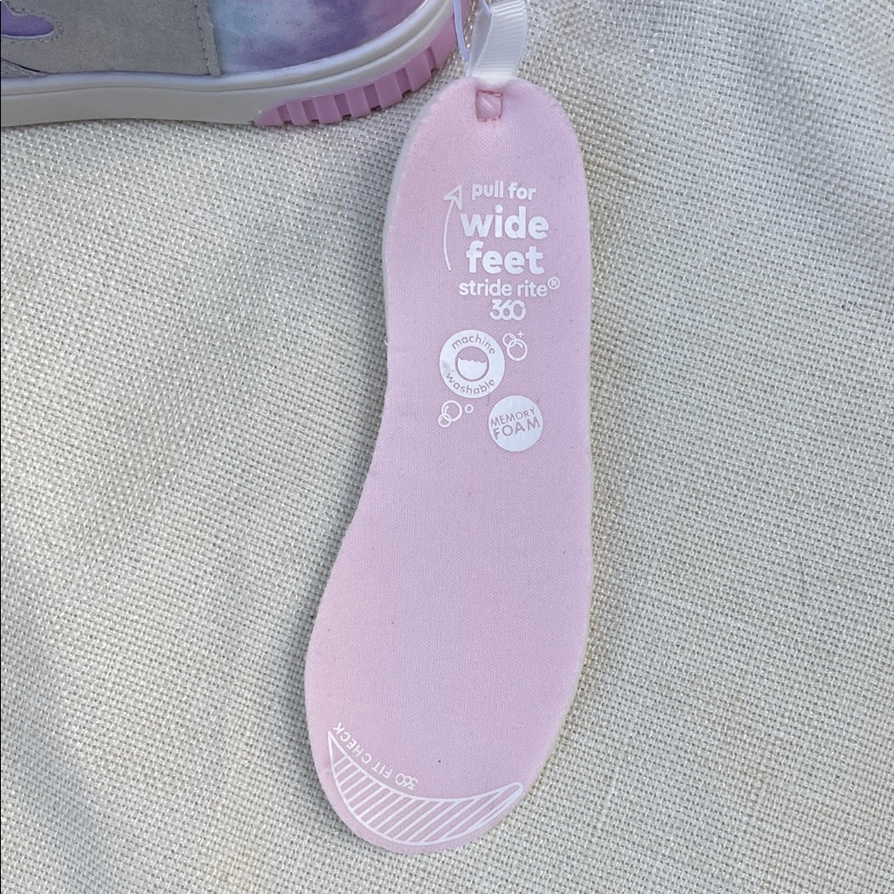 Stride Rite Girls 10 NWT Silver High-Top Sneakers Pink Accents & Heart Cutouts - Picture 13 of 13